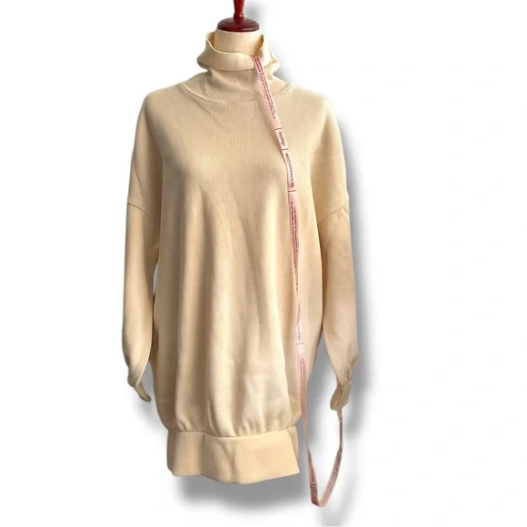 Choosy Cream Turtleneck Oversized Balloon Sleeve Boyfriend Sweater - Picture 2 of 10